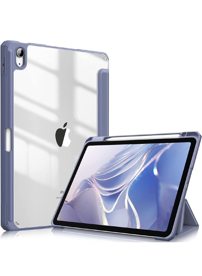 Compatible with iPad Air 7 (2025)/Air 6 (2024) 11inch, iPad Air 5 (2022)/Air 4 (2020) 10.9inch Case, Hybrid Slim Case with Trifold Stand Pencil Holder, Auto Wake Sleep, Smart Magnetic Cover Clear Acrylic Back Shockproof Case, Purple - Image 1