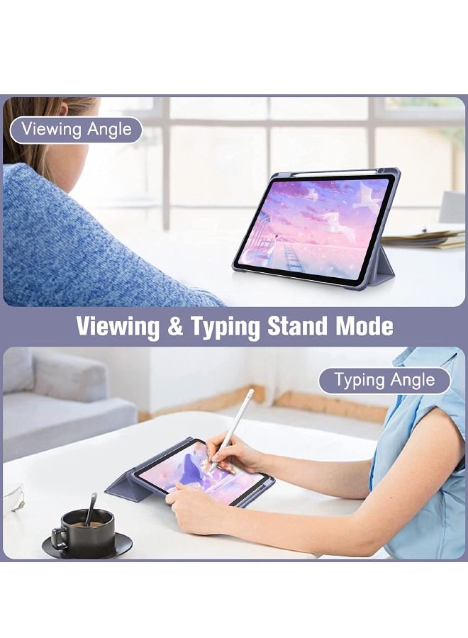 Compatible with iPad Air 7 (2025)/Air 6 (2024) 11inch, iPad Air 5 (2022)/Air 4 (2020) 10.9inch Case, Hybrid Slim Case with Trifold Stand Pencil Holder, Auto Wake Sleep, Smart Magnetic Cover Clear Acrylic Back Shockproof Case, Purple - Image 4