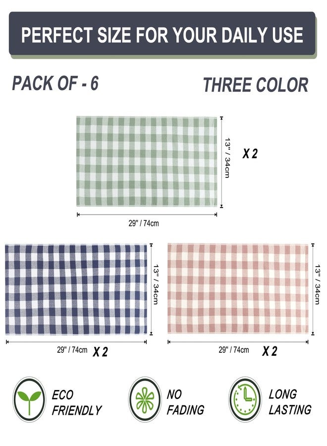 PiccoCasa 100% Cotton Terry Kitchen Towels Set of 6 Plaid Pattern (13 x 29 Inch) Soft Absorbent Drying Dish Towels for Kitchen Cooking - Mixed Color - Image 4
