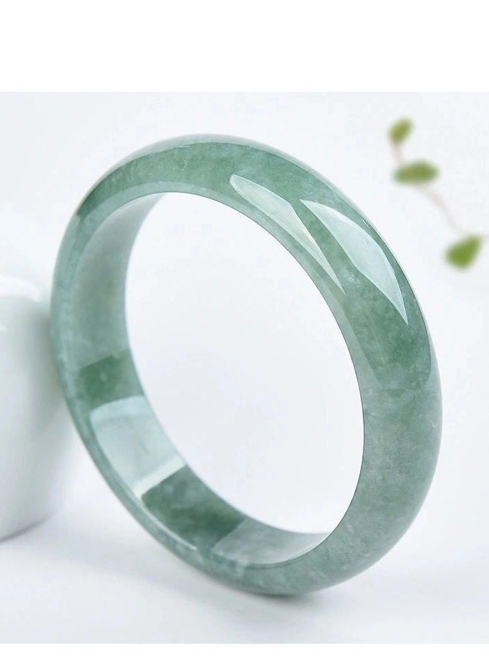 Generic Natural Jade Bangle Bracelet for Women Classcial Retro Chinese Style Hand Jade Bracelets with Certificate and Gift Box(59 mm)  - Image 2