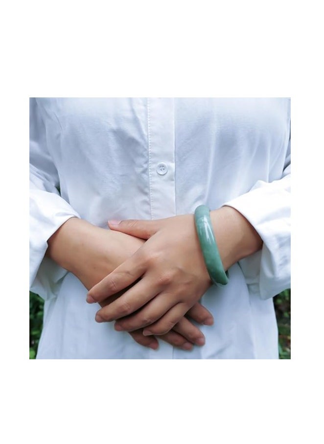Generic Natural Jade Bangle Bracelet for Women Classcial Retro Chinese Style Hand Jade Bracelets with Certificate and Gift Box(59 mm)  - Image 4