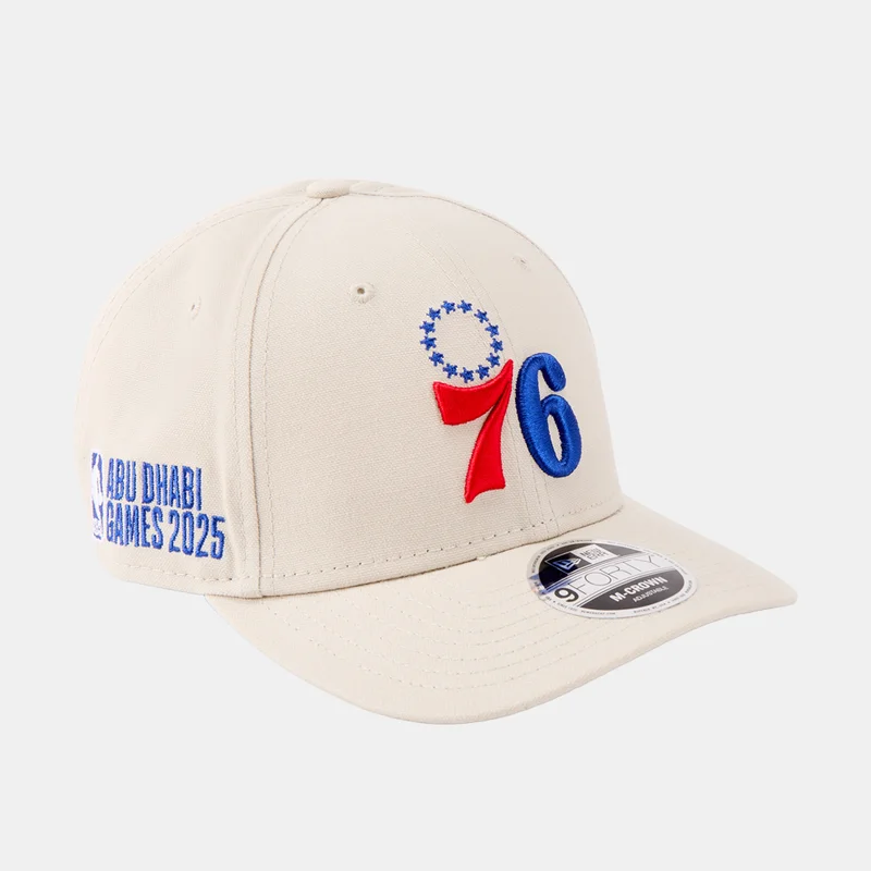 New Era Beige NBA Philadelphia 76ers Abu Dhabi Games 25 9FORTY Cap for Men | Best Price UAE