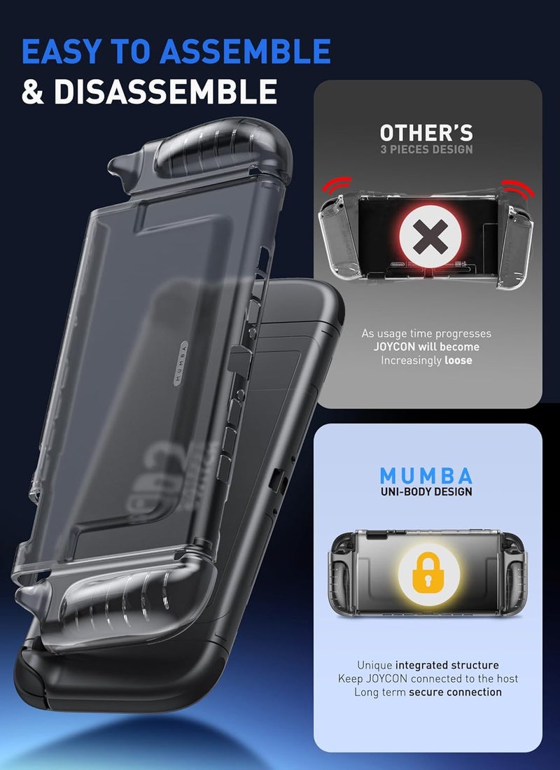 Mumba Clear Case for Nintendo Switch 2 2025, Crystal Protective Clear Cover with Quick-Release Joy-Con Design and TPU Grip Compatible with New Nintendo Switch 2 7.9 Inch Console (FrostBlack) - Image 2