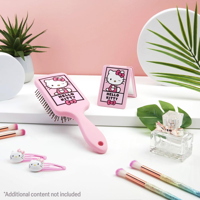 Hello Kitty مجموعة فرشاة شعر ومرآة مدمجة على طراز هيلو كيتي، هدايا كاوايي لعيد الحب للنساء، الزوجة، الصديقة، الفتيات، المراهقات، فرشاة لفك التشابك، أشياء كاوايي اللطيفة، هدايا مكياج (فرشاة ومرآة هيلو كيتي) - Image 2