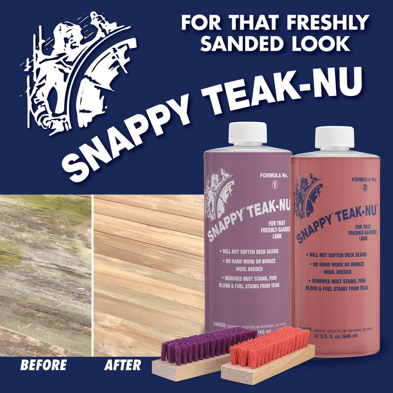 Star Brite SNAPPY TEAK-NU Kit - Restore & Renew Weathered Teak & Other Fine Wood - Professional Strength 2 Step System 2 X 32 OZ. (STN-QKIT) - Image 4