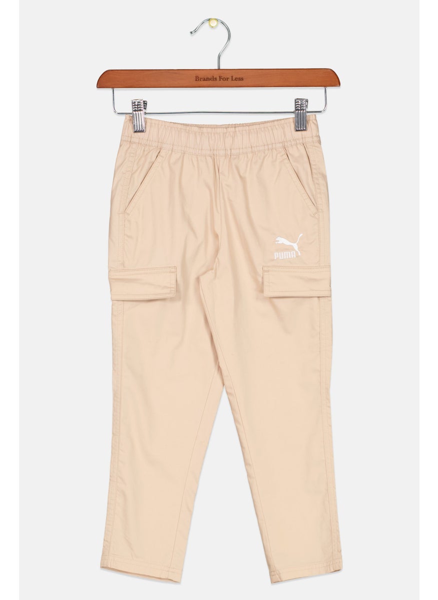 PUMA Kids Boy Sportswear Fit Brand Logo Cargo Pants, Beige  - Image 1