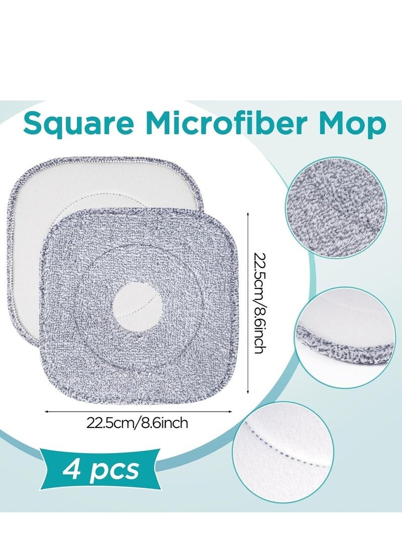 4 Pack 8.6" Square Microfiber Mop Pads Refills, Machine Washable, Highly Absorbent, Compatible with for True & Tidy Spin Mop and Most Square Spin Mops & Bucket - Image 2