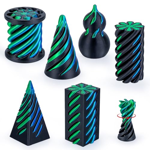 3Dgenius 6 Pack Spiral Cone Fidget Toys 3D Printed Spiral Fidget Toys Impossible Cone 3D Printed Fidgets Impossible Pyramid Passthrough 3D Printed Toys for Adults Kids for Anxiety Relaxing Pack4 - Image 1
