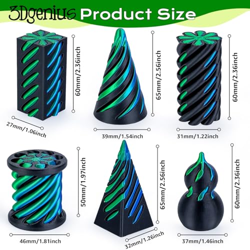 3Dgenius 6 Pack Spiral Cone Fidget Toys 3D Printed Spiral Fidget Toys Impossible Cone 3D Printed Fidgets Impossible Pyramid Passthrough 3D Printed Toys for Adults Kids for Anxiety Relaxing Pack4 - Image 5