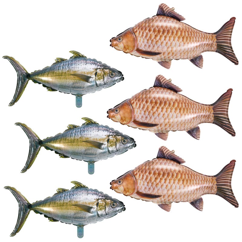 Charnoel 6 Pcs Fish Balloons Realistic Inflatable Carp Tuna Balloons for Fishing Theme Party Decorations Gone Fishing Party Decorations Supplies - Image 3