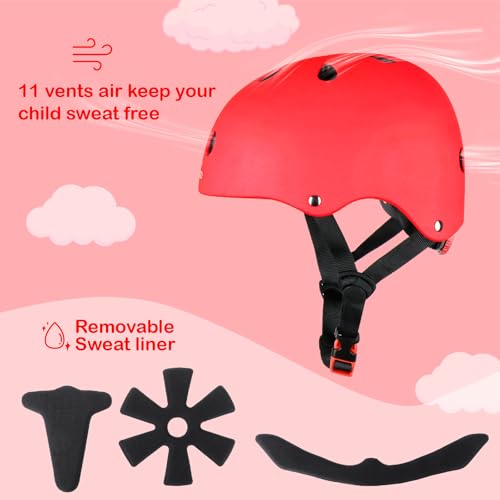 KAMUGO Kids Bike Helmet, Toddler Helmet for Ages 2-8 Boys Girls with Sports Protective Gear Set Knee Elbow Wrist Pads for Skateboard Cycling Scooter Rollerblading (Red) - Image 5