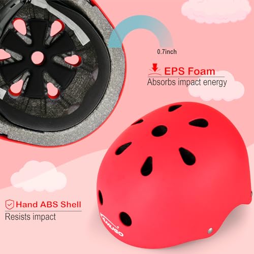 KAMUGO Kids Bike Helmet, Toddler Helmet for Ages 2-8 Boys Girls with Sports Protective Gear Set Knee Elbow Wrist Pads for Skateboard Cycling Scooter Rollerblading (Red) - Image 4