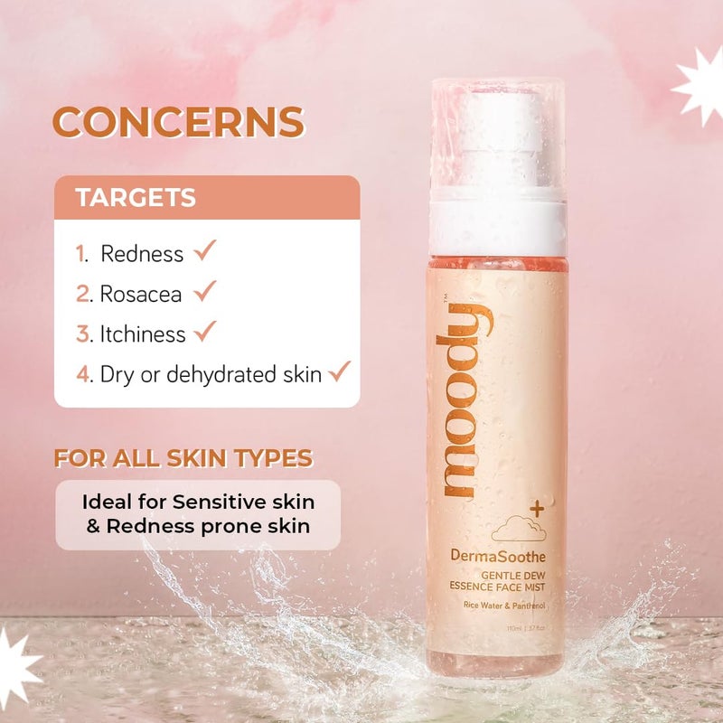 Moody DermaSoothe Brighening Face Mist  Essence Toner with Rice  Ceramides Strenghten Skin Barrier  For Clear Glass Korean Skin Bright  Hydrated Skin  AlcoholFree Toner 100 Vegan  110ml - Image 5