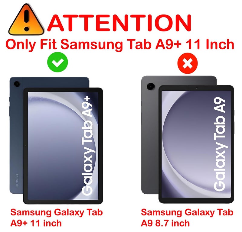 CERLINK Cover for Samsung Galaxy Tab A9 Plus 11 inch Cover Case, Smart Flip Case Cover for Samsung Galaxy Tab A9+ 11 inch with S Pen Holder, Black [Transparent Back]-Green - Image 3