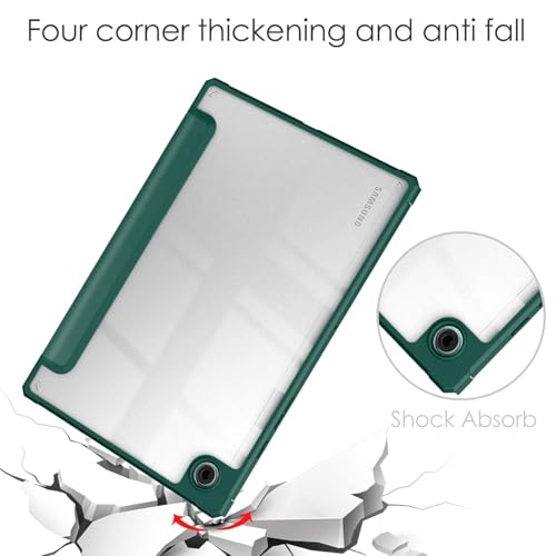 CERLINK Cover for Samsung Galaxy Tab A9 Plus 11 inch Cover Case, Smart Flip Case Cover for Samsung Galaxy Tab A9+ 11 inch with S Pen Holder, Black [Transparent Back]-Green - Image 5