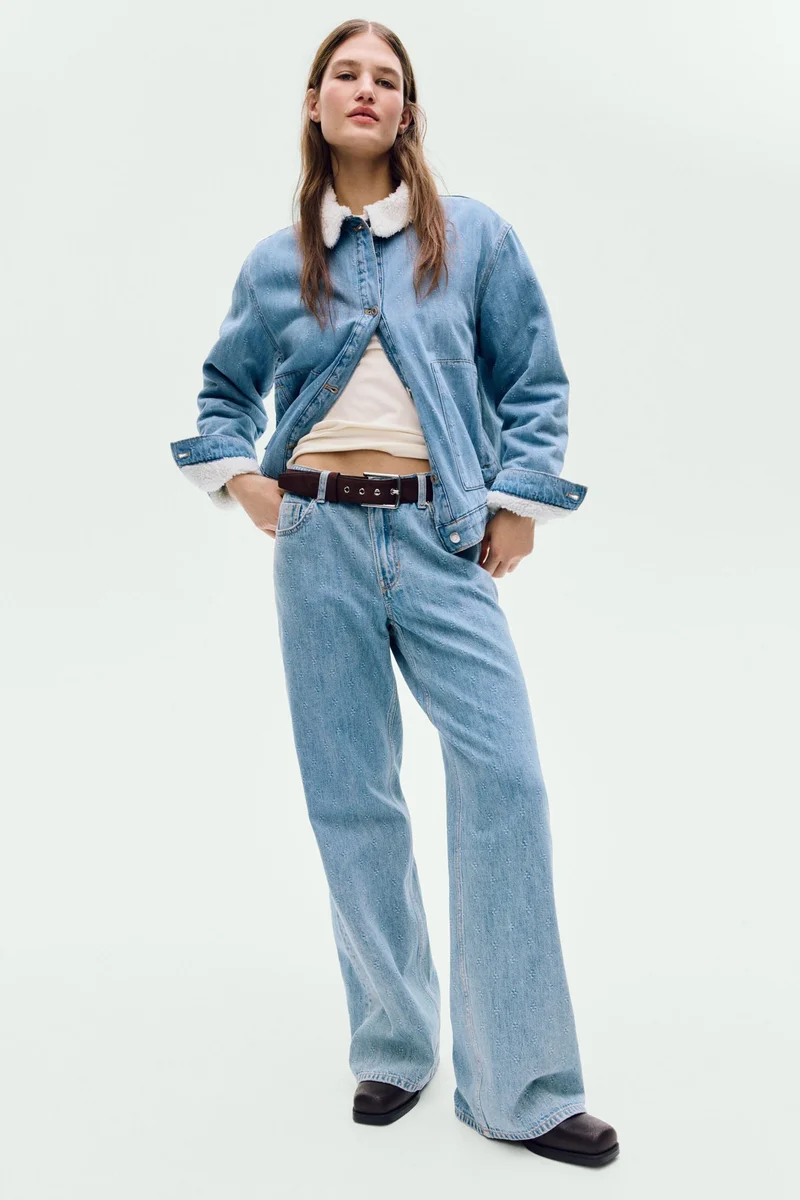 اتش اند ام جينز واسع بقصّة خصر عالية