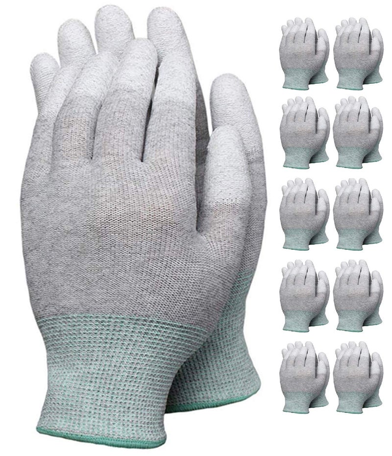 Viper Gloves VIPER 10 Pairs Anti Static Gloves, Coated Fingertip Grey Carbon Fibers,13G ESD Safety Work Gloves (Large, Yellow) - Image 1