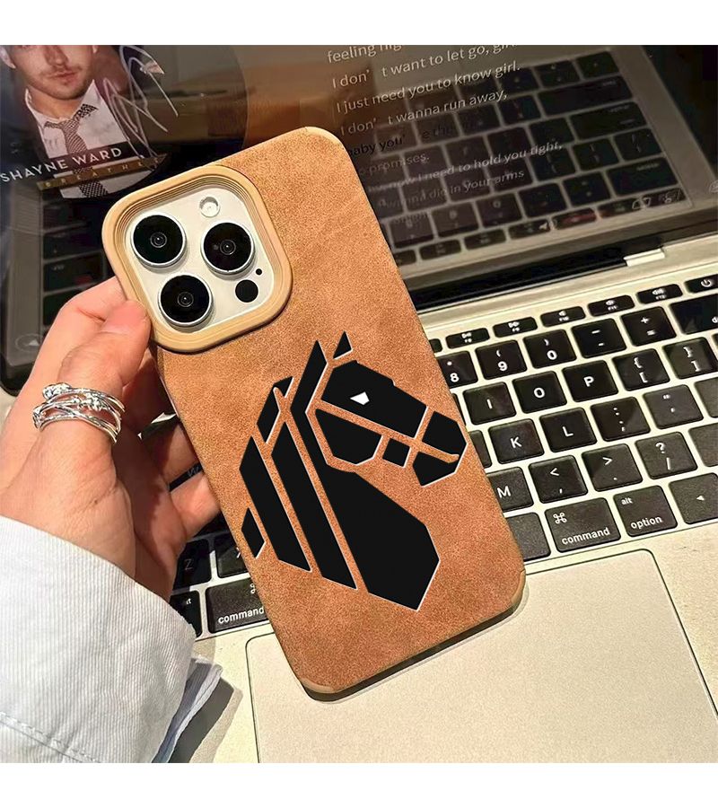 غطاء هاتف من الجلد الصناعي البني لنظام iPhone 16 بتصميم حصان ميكانيكي، غطاء حماية - Image 5