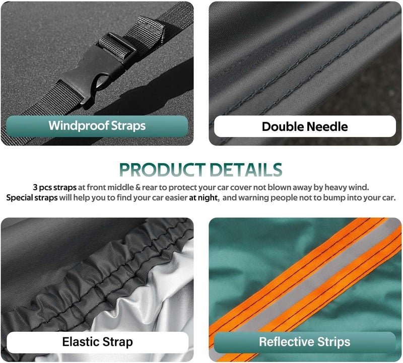 Molebt SUV Car Covers Waterproof All Weather, Universal Fit for BMW X5, Toyota Highlander, Ford Explorer, Jeep Grand Cherokee, Honda Pilot, etc. Rain Winter Sun Protection. (Length: 191"-201") - Image 3