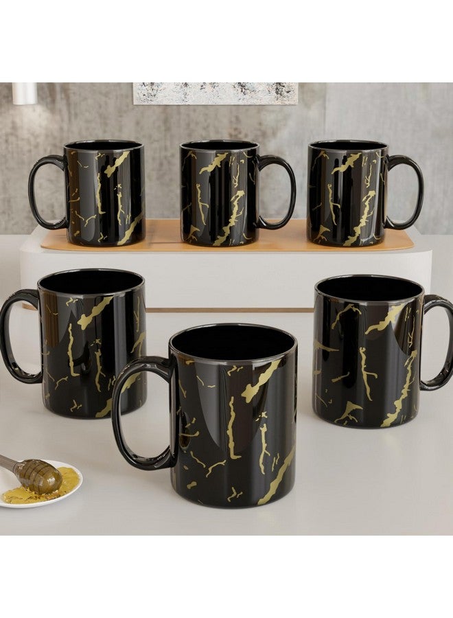The Earth Store Black Copper Pipe Coffee Mug Set of 6 Ceramic Mugs to Gift to Best Friend, Tea Mugs, Microwave Safe Coffee Mugs, - Image 1