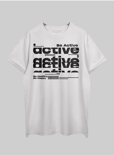 THREADCURRY Be Active Oversized Drop Shoulder Cotton Loose Printed T-Shirt for Men