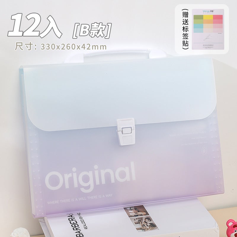 Generic Wengu 12-Pack Gradient A4 Accordion Bag Multi-Layer Organizer Pale purple B 