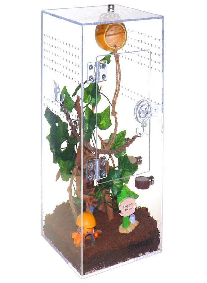 SORWATEE Spider Terrarium Kit, Jumping Spider Enclosure with Hideout, Rope Bridge, Ledge Ladder, Micro Habitat Terrarium for Small Tree Dwelling Reptiles, Arboreal Tarantula Enclosure (6x6x12 Inches) - Image 1
