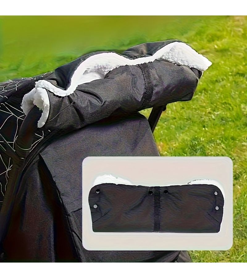 Black One Piece Windproof Gloves For Trolley Handles Winter Universal Additions Portable Easy To Install Prevent Freezing - Image 4
