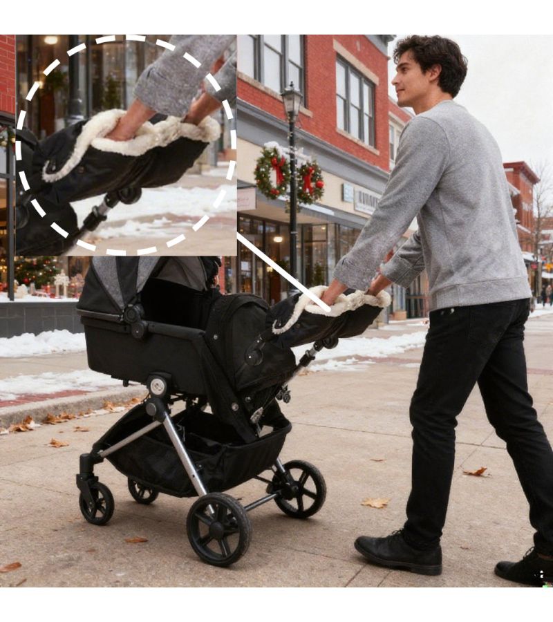 Black One Piece Windproof Gloves For Trolley Handles Winter Universal Additions Portable Easy To Install Prevent Freezing - Image 1