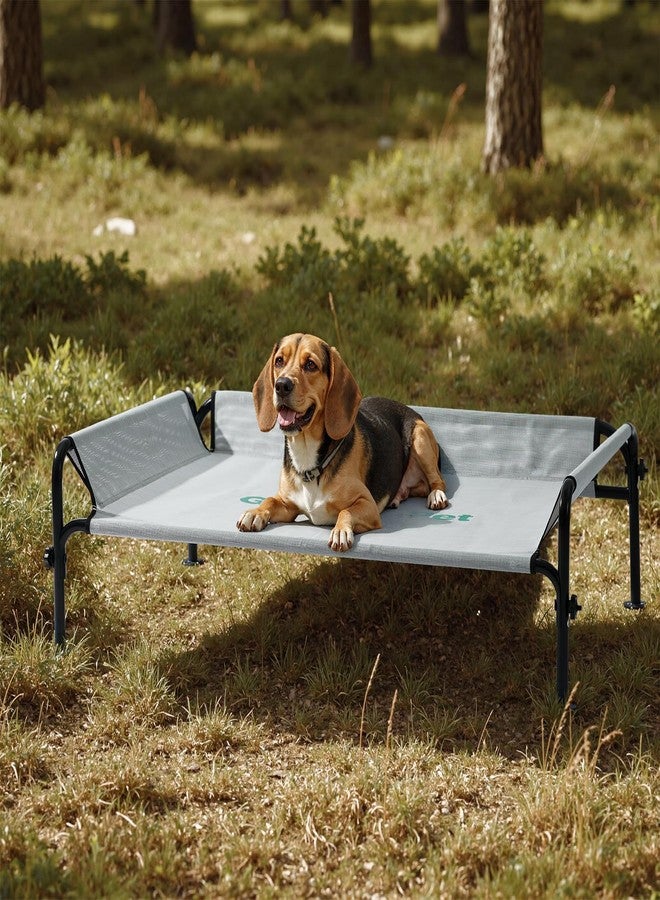 Gardner Pet Elevated Dog Bed for Medium Size Dog, Outdoor Raised Bed Waterproof Portable Cooling Cot Pet Hammock Bed with 3-Sided Guardrail, Breathable Mesh, Grey, 42 Inches - Image 1