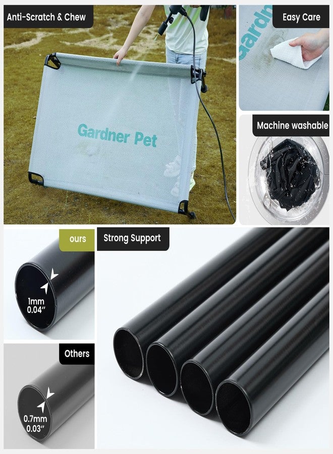 Gardner Pet Elevated Dog Bed for Medium Size Dog, Outdoor Raised Bed Waterproof Portable Cooling Cot Pet Hammock Bed with 3-Sided Guardrail, Breathable Mesh, Grey, 42 Inches - Image 4