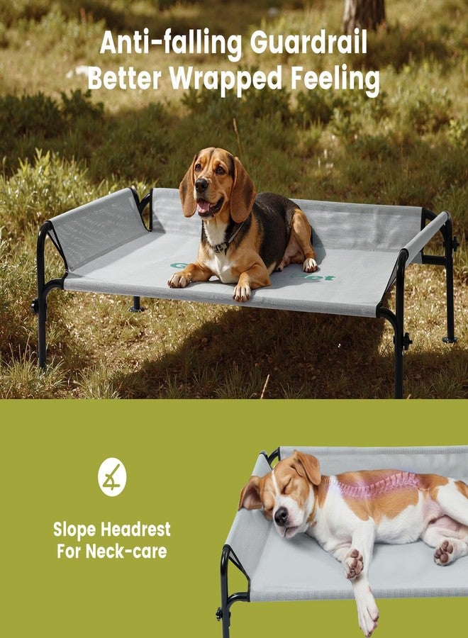 Gardner Pet Elevated Dog Bed for Medium Size Dog, Outdoor Raised Bed Waterproof Portable Cooling Cot Pet Hammock Bed with 3-Sided Guardrail, Breathable Mesh, Grey, 42 Inches - Image 2
