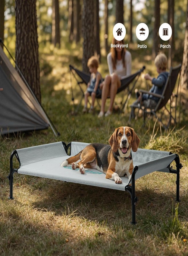 Gardner Pet Elevated Dog Bed for Medium Size Dog, Outdoor Raised Bed Waterproof Portable Cooling Cot Pet Hammock Bed with 3-Sided Guardrail, Breathable Mesh, Grey, 42 Inches - Image 5