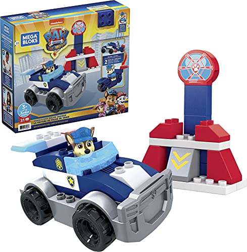 Mega Brands Mega BLOKS PAW Patrol Toddler Building Blocks Toy Car, Chase's City Police Cruiser with 31 Pieces, 1 Figure, Gift Ideas for Kids Age 3+ Years - Image 1