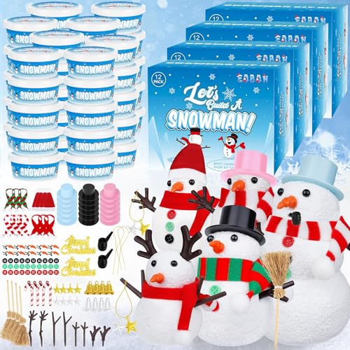 EOBOH 48 Pack Snowman Kit Christmas Crafts DIY Toys Kit Build a Snowman Craft Winter Decorations Indoor Creative Air Dry Clay Modeling Crafts Christmas Activities School Family Party Supplies - Image 1