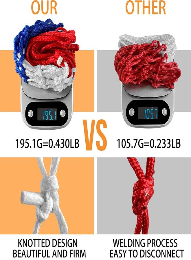 LAO XUE Basketball Net Replacement,(6.88 oz) 12 Loops Professional Heavy Duty Basketball Net, Red White and Blue Net Suitable for Outdoor Standard 12 Loops Basketball Hoop - Image 2