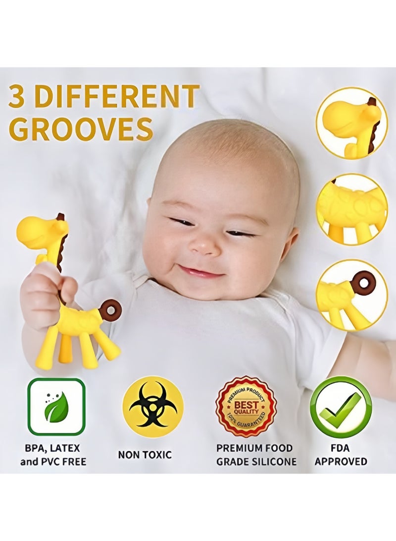 السيد باندا العاب تسنين للاطفال، عضاضة اطفال من السيليكون خالية من BPA لتهدئة الاسنان وتخفيف التهاب اللثة، فرشاة اسنان اصابع الموز، مجموعة عضاضة زرافة على شكل فاكهة للاولاد والبنات - Image 4
