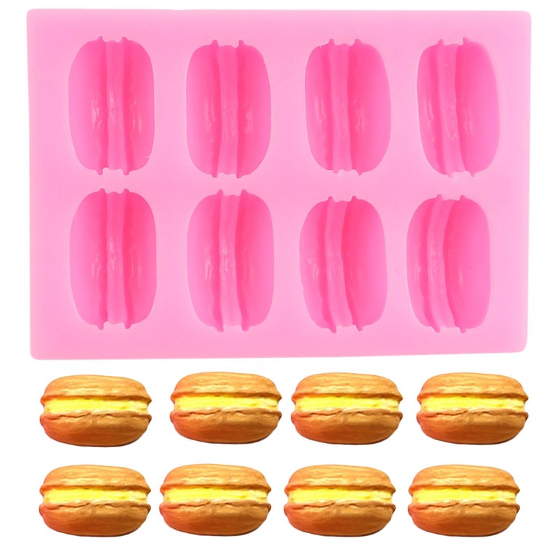QDMOLDS 3D Macaron Hamburger Silicone Fondant Molds Macaroon Chocolate Mold for Cake Decoration Cupcake Topper Desserts Candy Gum Paste Polymer Clay