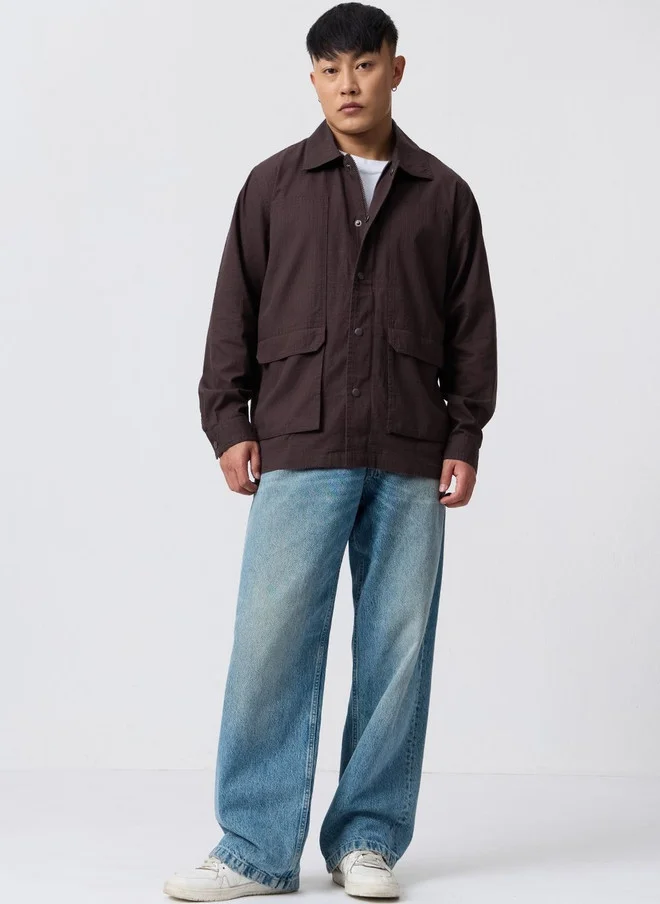 The Souled Store  The Souled Store Men Oversized Fit Solid Maroon Overshirt  | Best Price UAE