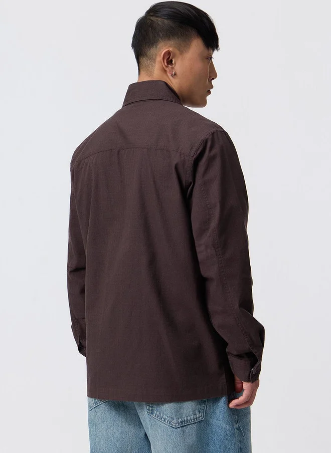 The Souled Store  The Souled Store Men Oversized Fit Solid Maroon Overshirt  | Best Price UAE