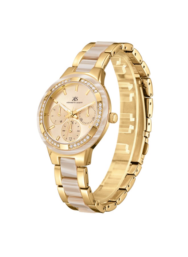 KENNETH SCOTT Women's Alloy and Acetate Plastic Multi Function Watch K24604-GCCI - 10.3 mm  - Image 2