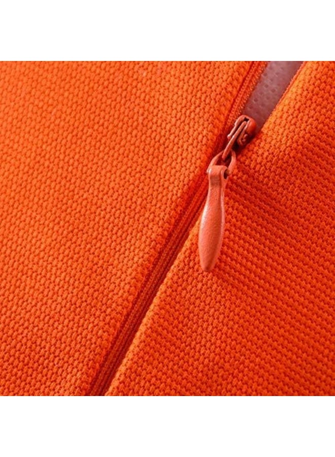 JWH Round Sunflower Throw Pillow Covers 3D Flower Accent Pillow Case Floral Cushion Handmade Pillowcase for Girls Bed Couch Bedroom Chair 14 Inch Orange Red - Image 2