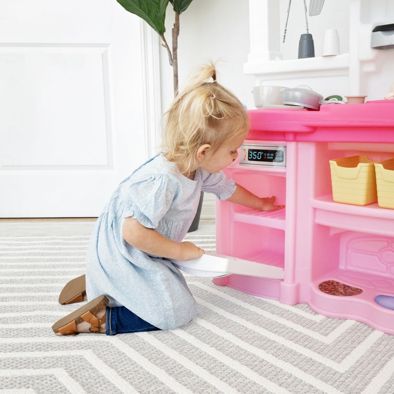 Step2 Fun with Friends Kids Kitchen Playset, Indoor/Outdoor Kitchenette, Interactive Play with Lights and Sounds, Durable Plastic, Includes 25 Piece Toy Accessories, Toddlers 2+ Years Old, Pink - Image 3