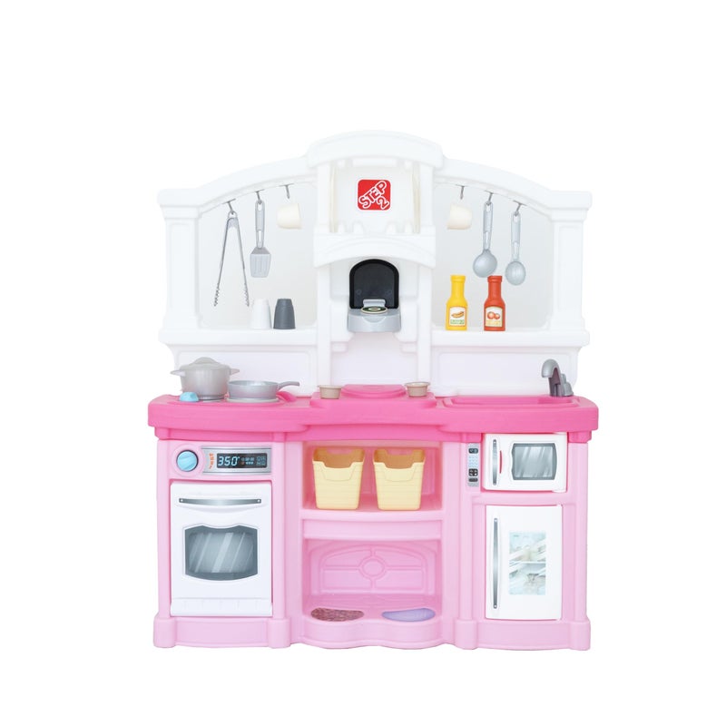 Step2 Fun with Friends Kids Kitchen Playset, Indoor/Outdoor Kitchenette, Interactive Play with Lights and Sounds, Durable Plastic, Includes 25 Piece Toy Accessories, Toddlers 2+ Years Old, Pink - Image 1