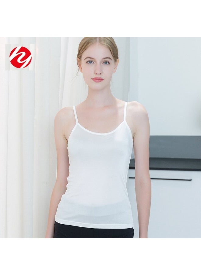 Silky Soft Silk Blend Knitted Camisole for Women, Summer Sleeveless Shoulder-Strap Top, Breathable Loungewear Designed to Wear Under Black Robes – Lightweight Home Clothes - Image 1