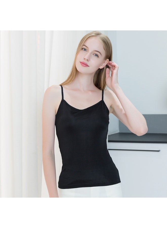 Silky Soft Silk Blend Knitted Camisole for Women, Summer Sleeveless Shoulder-Strap Top, Breathable Loungewear Designed to Wear Under Black Robes – Lightweight Home Clothes - Image 4