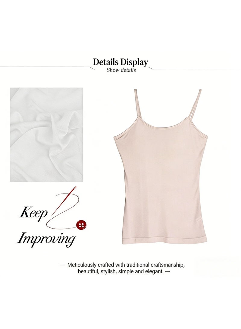 Silky Soft Silk Blend Knitted Camisole for Women, Summer Sleeveless Shoulder-Strap Top, Breathable Loungewear Designed to Wear Under Black Robes – Lightweight Home Clothes - Image 2