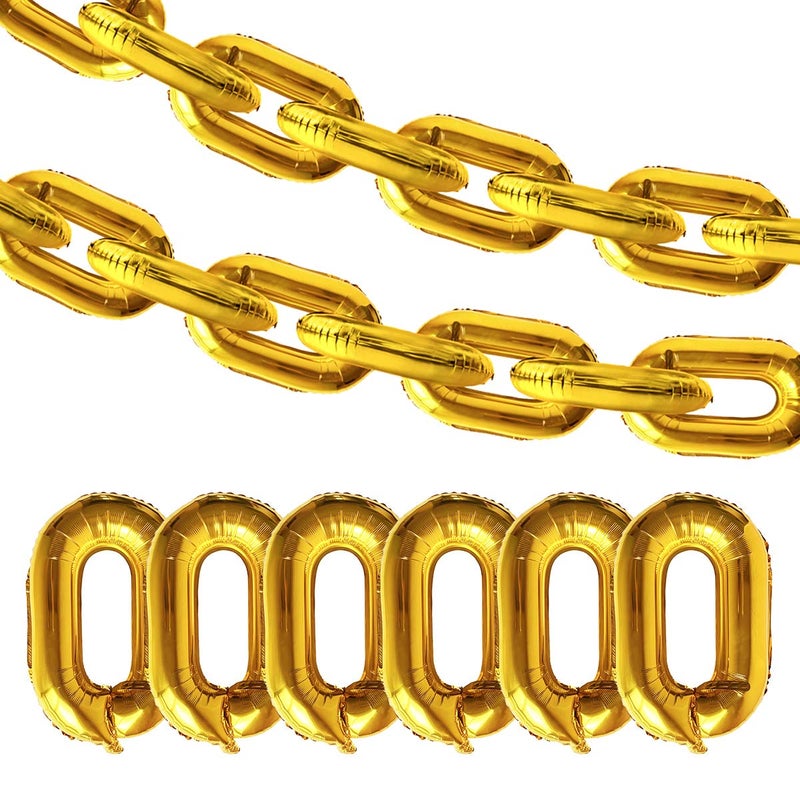 JOLLYSTYLE 20PCS 32Inch Gold Chain Balloons 80s 90s Party Supplies Cosplay Props Retro Hip Hop BirthdayGraduation Party Decorations Foil Balloons - Image 2