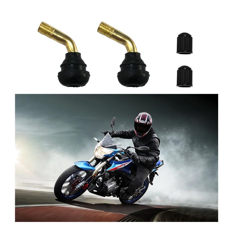 Generic Ziciner 2 PCS PVR70 Valve Stem Bent 135 Degree Angled, Snap-in Tubeless Tire Valve Stem Brass Stems with Rubber Base, Universal Tire Rim Replacement for Motorcycle Scooter ATV  - Image 1