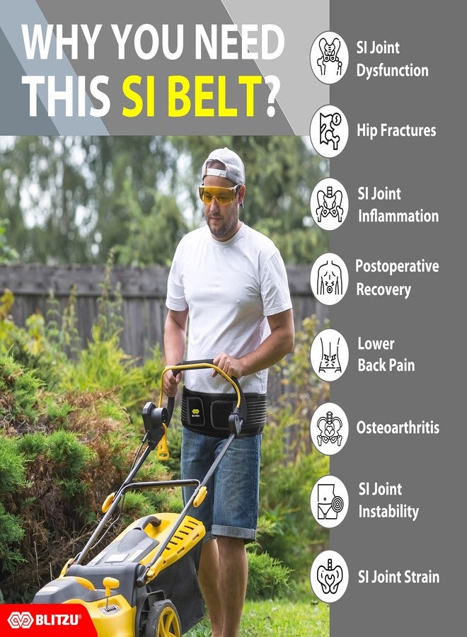 BLITZU Sacroiliac SI Joint Hip Belt for Women and Men, Trochanter Waist Brace for Sciatic Pain Relief, Chronic Lower Back, Pelvic, Hip, Leg & Sacral Nerve Support, SI Joint Dysfunction L-XL - Image 2